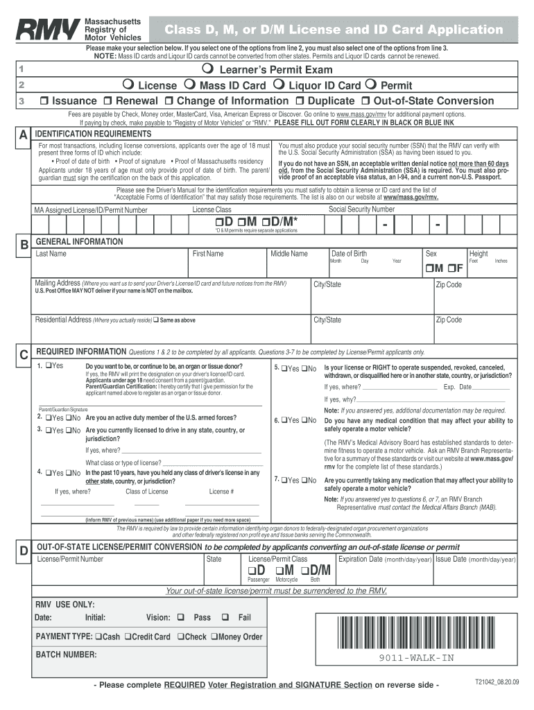 2009 Form MA DoT T21042 Fill Online Printable Fillable Blank PdfFiller