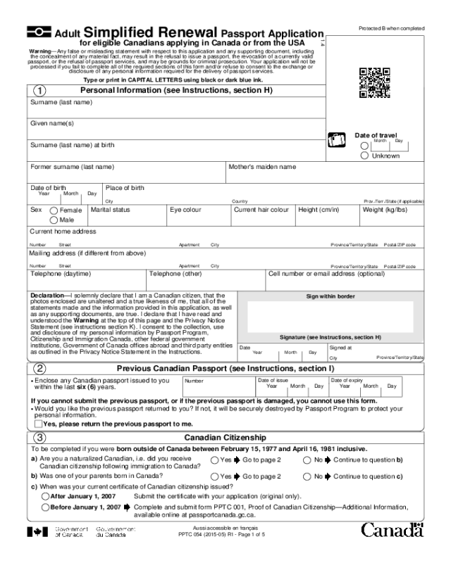 2020 Passport Renewal Form Fillable Printable PDF Forms Handypdf