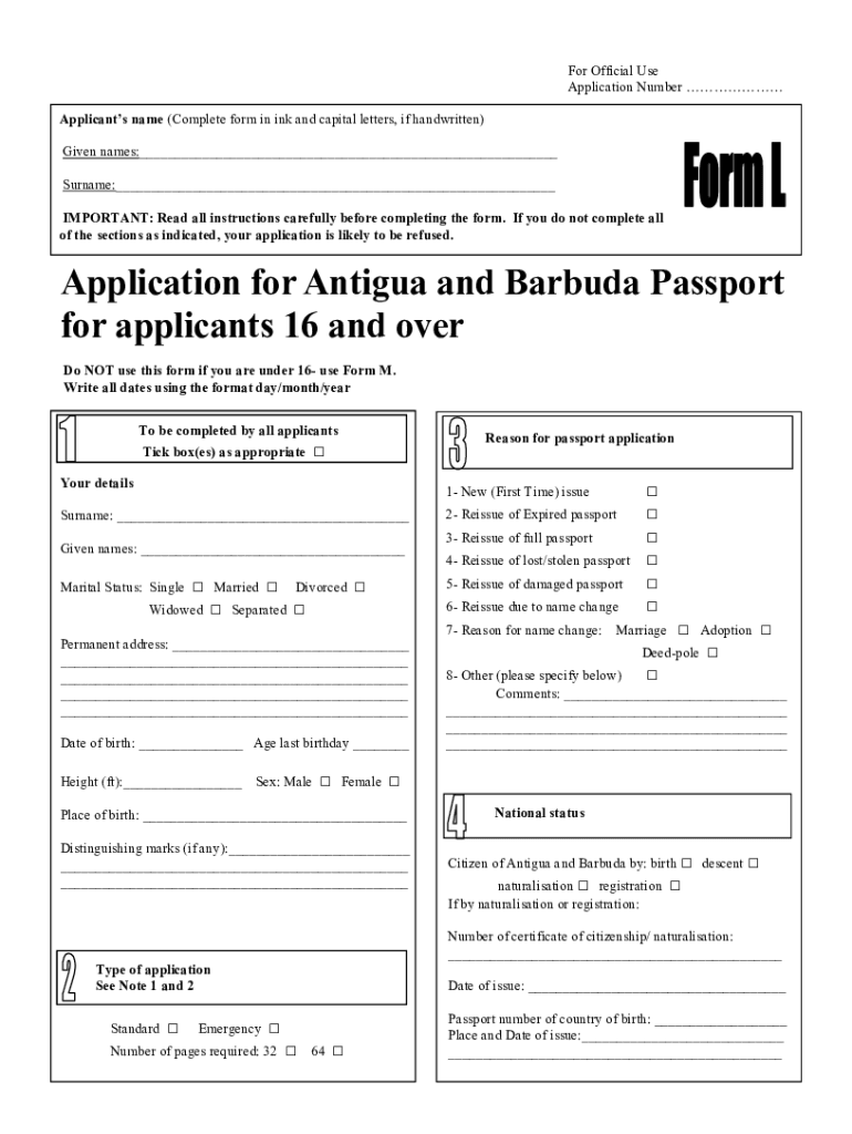 Antigua And Barbuda Passport Form Fill Online Printable Fillable 