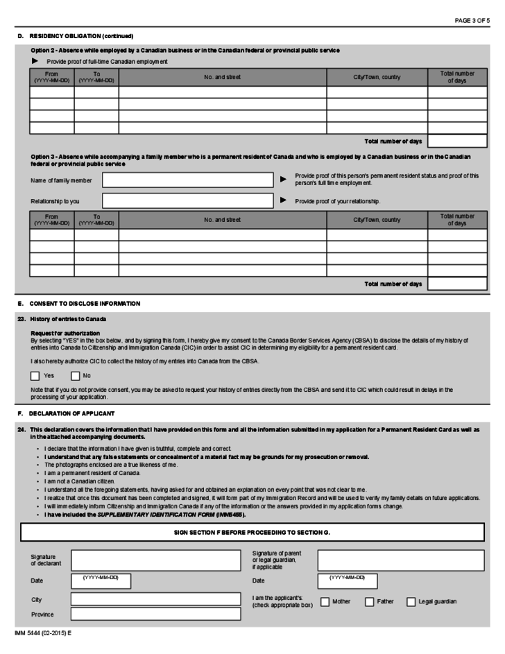 Application For A Permanent Resident Card Canada Free Download