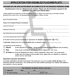 Application For Disabled Placard plate Massachusetts Registry Of