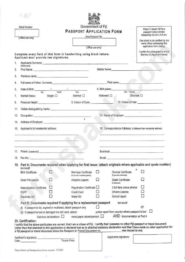 British Passport Renewal Form New Zealand PrintableForm