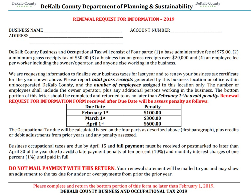 Business And Occupation Tax Certificate Dekalb County Tax Walls