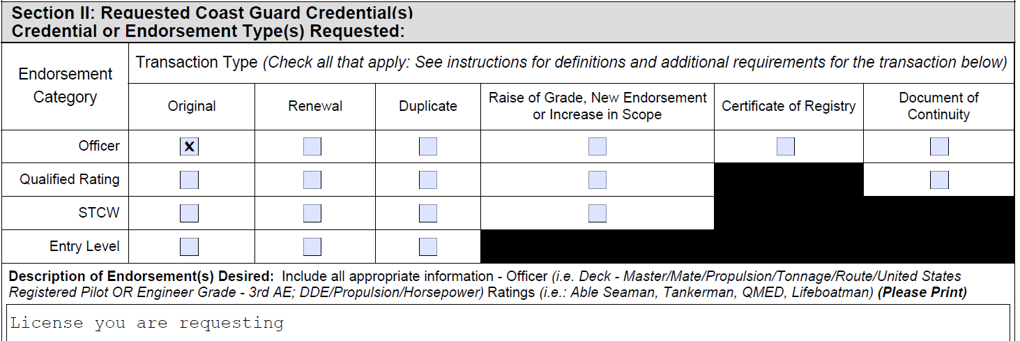 Captain s Application For Licensing Form CG 719B