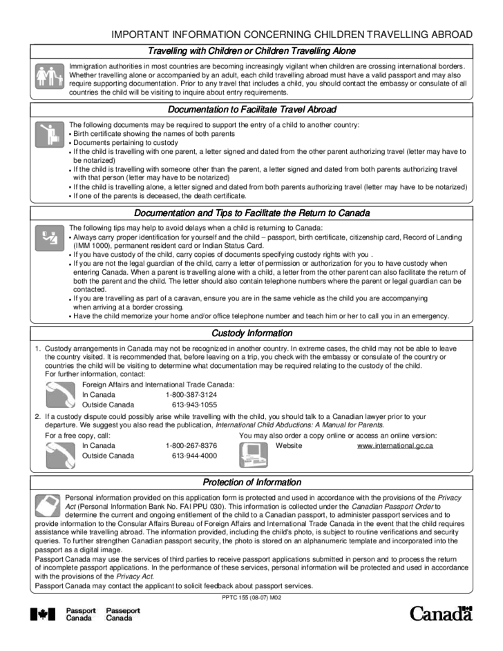 Child General Passport Application For Canadians Under 16 Years Of Age