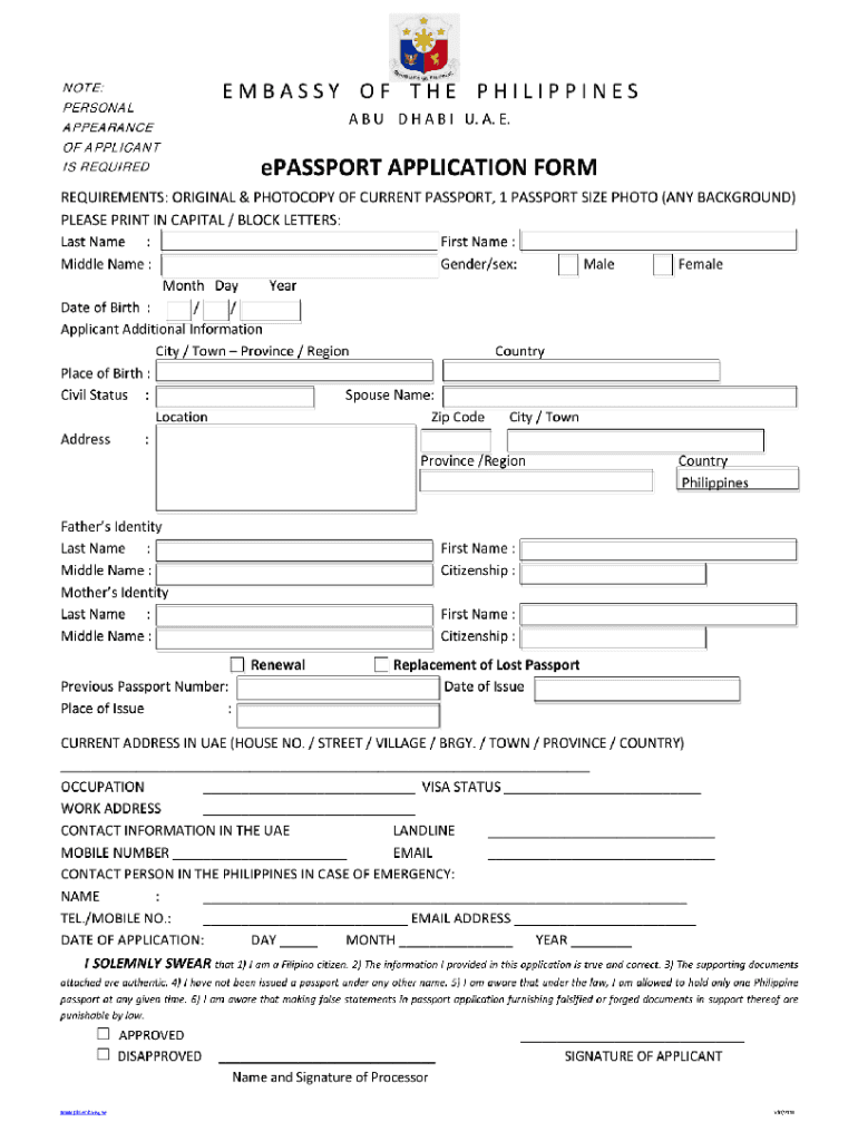 E Passport Application Form Abu Dhabi Fill Online Printable