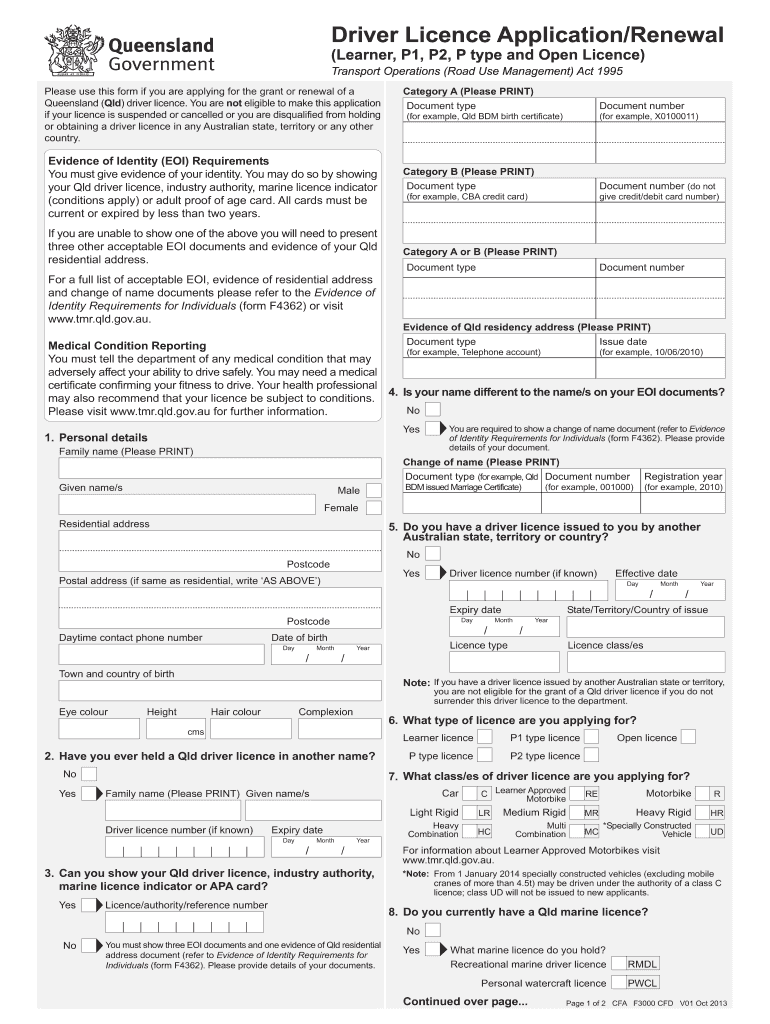 Fillable Online Support Transport Qld Gov License App Renewal Form Fax