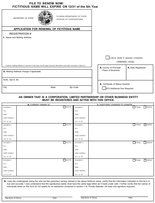 Form CR4E003 Download Fillable PDF Or Fill Online Application For