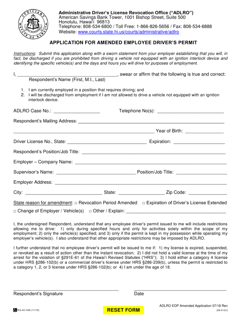 Form DR P072 Download Fillable PDF Or Fill Online Application For 