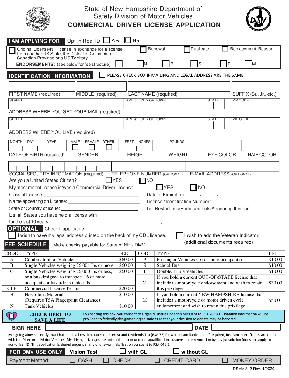 Form DSMV312 Download Fillable PDF Or Fill Online Commercial Driver