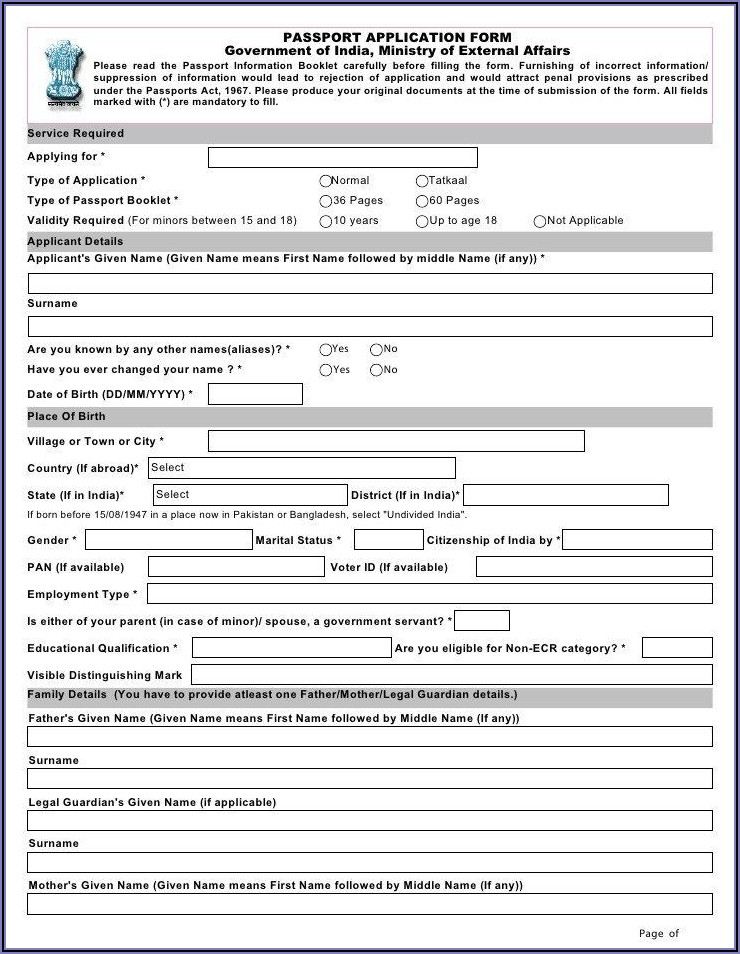 Form For Passport Renewal Indian Form Resume Examples lV8Ny4e30o