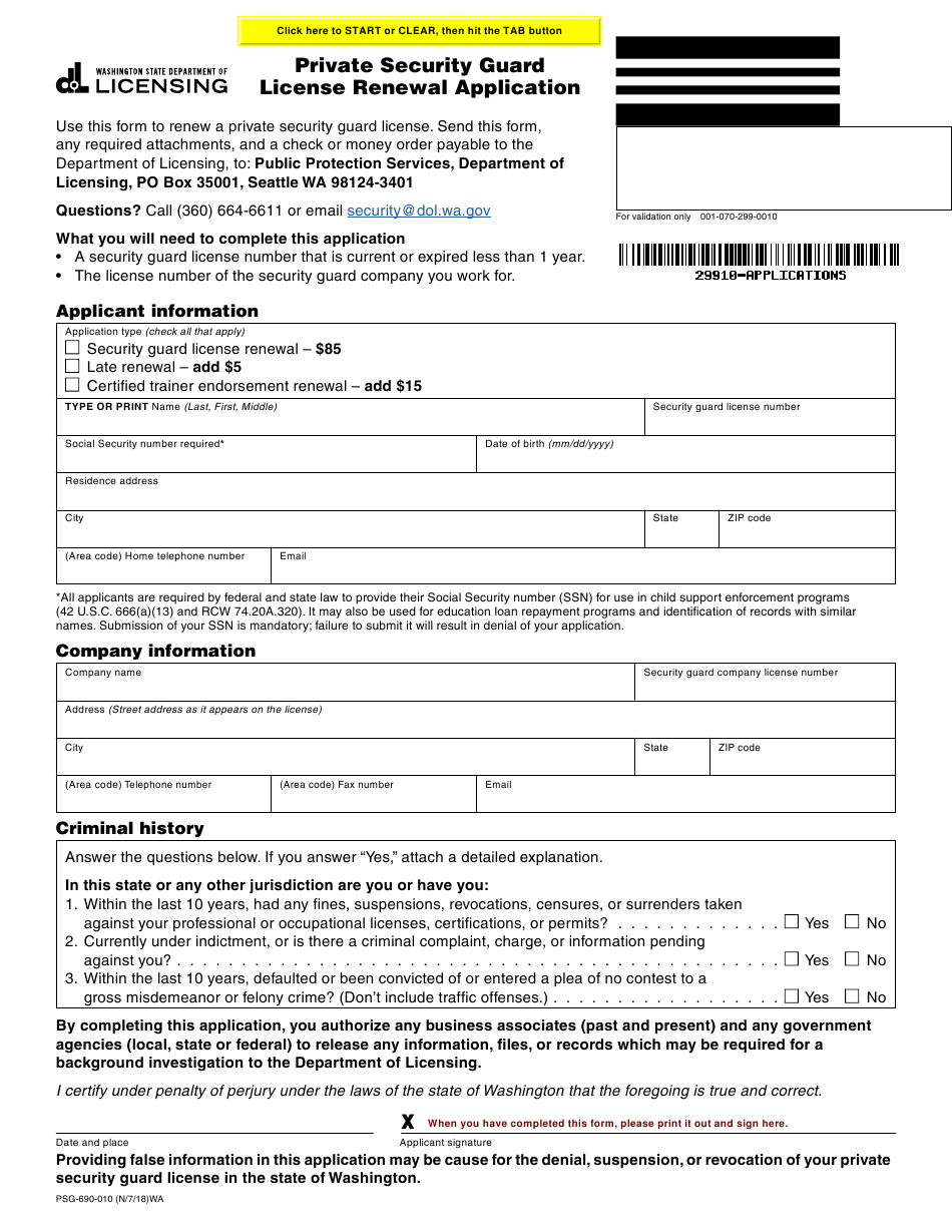 Form PSG 690 010 Download Fillable PDF Or Fill Online Private Security 