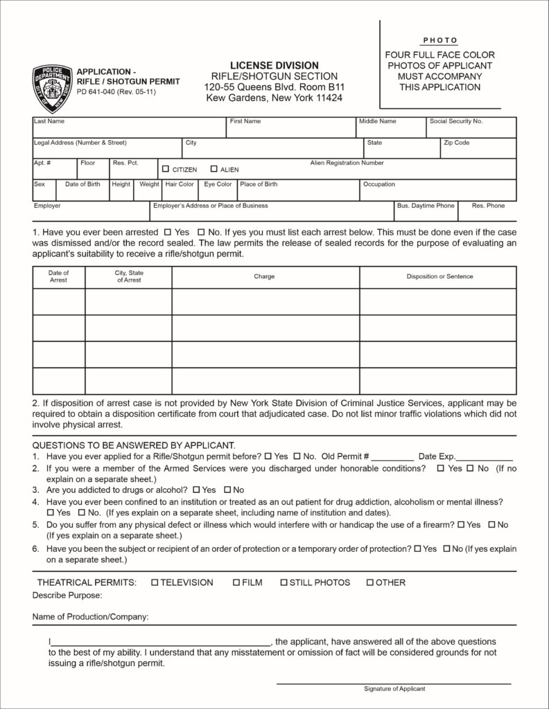 Free Firearms Forms PDF Template Form Download