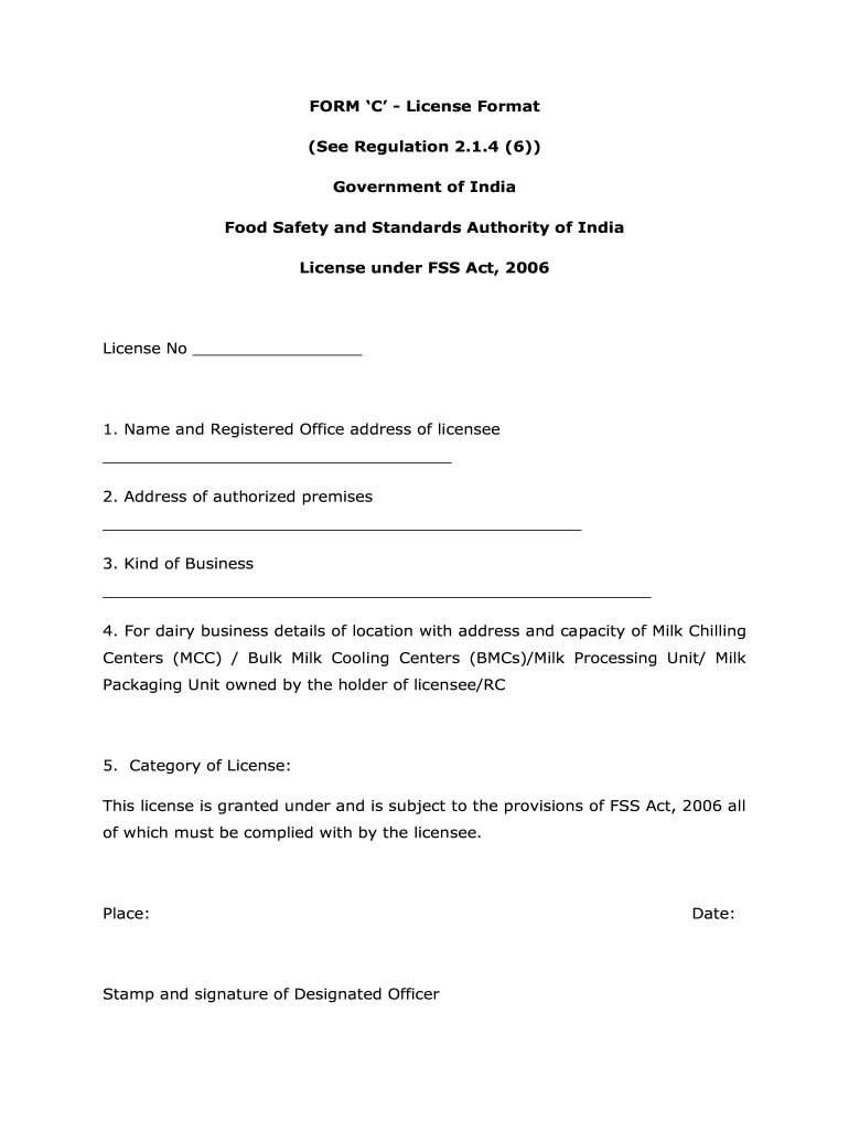 Fssai Form C Fill Online Printable Fillable Blank PdfFiller