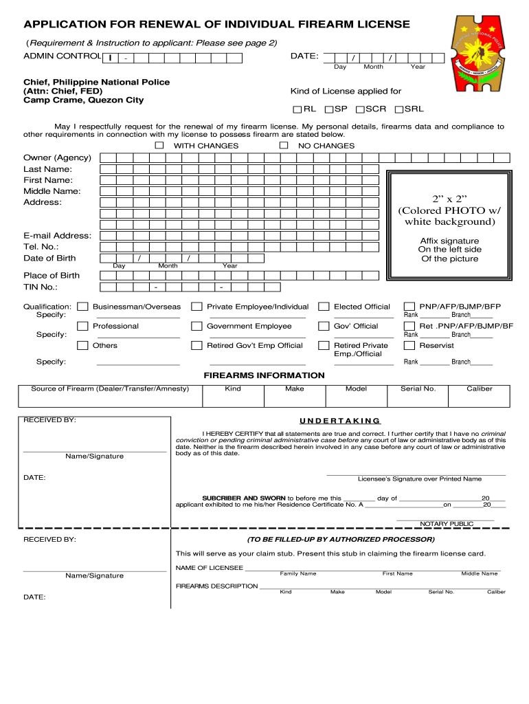 Gun License Renewal Philippines Fill Online Printable Fillable