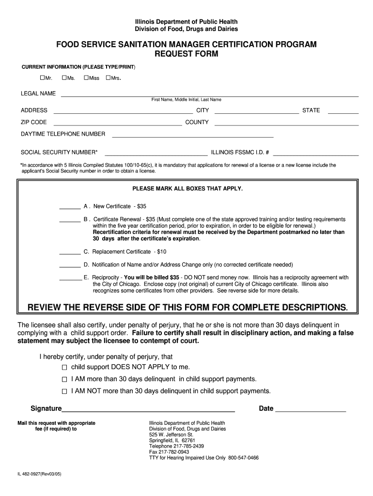 Illinois Food Sanitation License Renewal Fill Out And Sign Printable 