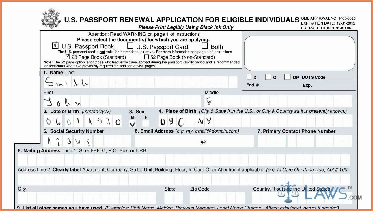 Passport Renewal Form In Spanish PrintableForm Printable Form 2021