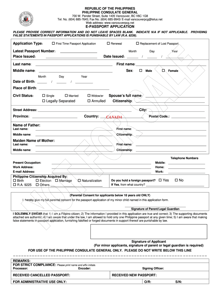 Philippine Consulate Vancouver Fill Out And Sign Printable PDF