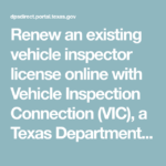 Renew An Existing Vehicle Inspector License Online With Vehicle