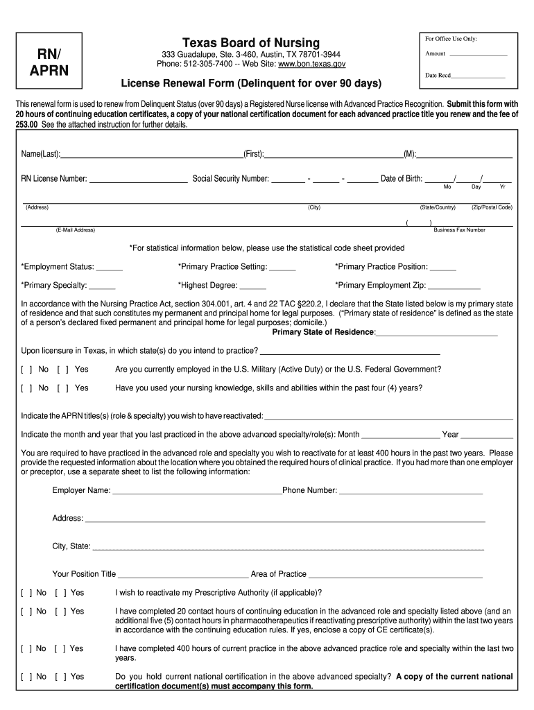 Rn Rewal For Texas Forms Fill Out And Sign Printable PDF Template 