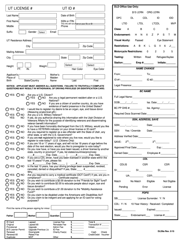 Utah Drivers License Renewal Forms Fill Out And Sign Printable PDF